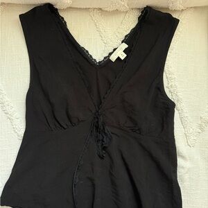 Black Lace Trim Tank Top